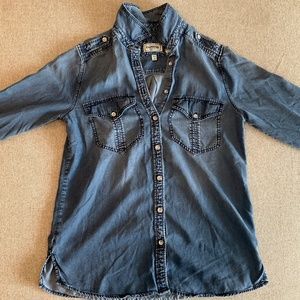 Express Boyfriend Light Denim Button Down